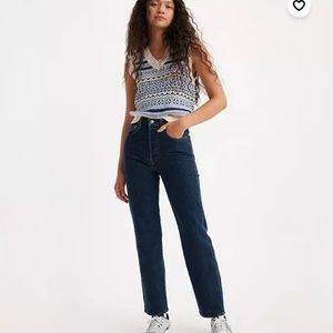 NWT Levi's Premium Ribcage Straight Angle Jeans Size 26 / Dark Stone Dark Wash